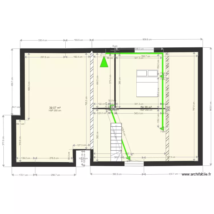 natacha surelevation1gaine. Plan de 18  et 394 m²