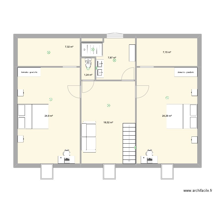 plan gerbaus. Plan de 7 pièces et 91 m2