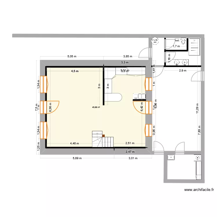 Plan bas. Plan de 2 et 50 m² Plan bas. Plan de 2 et 50 m²