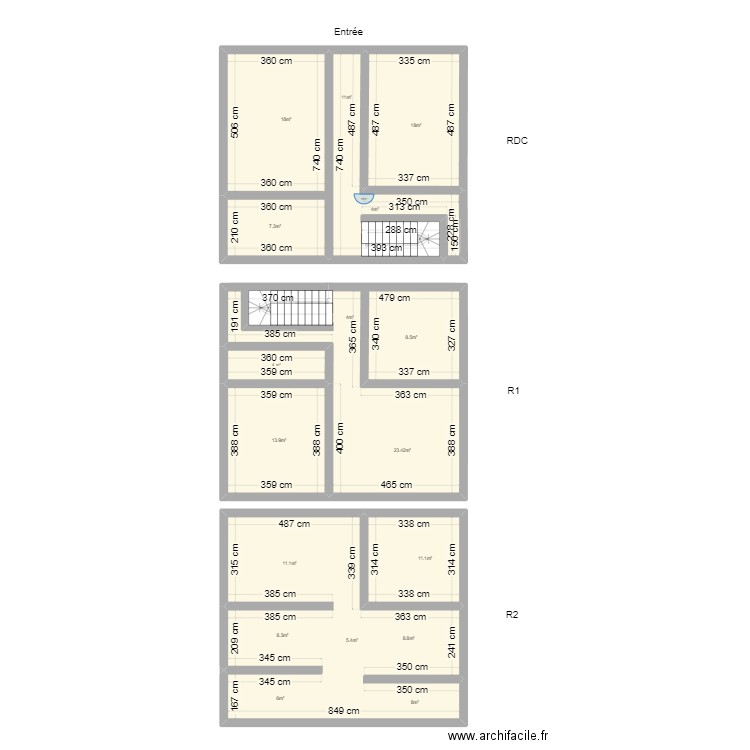 plan d'un pavillon. Plan de 8 pièces et 173 m2