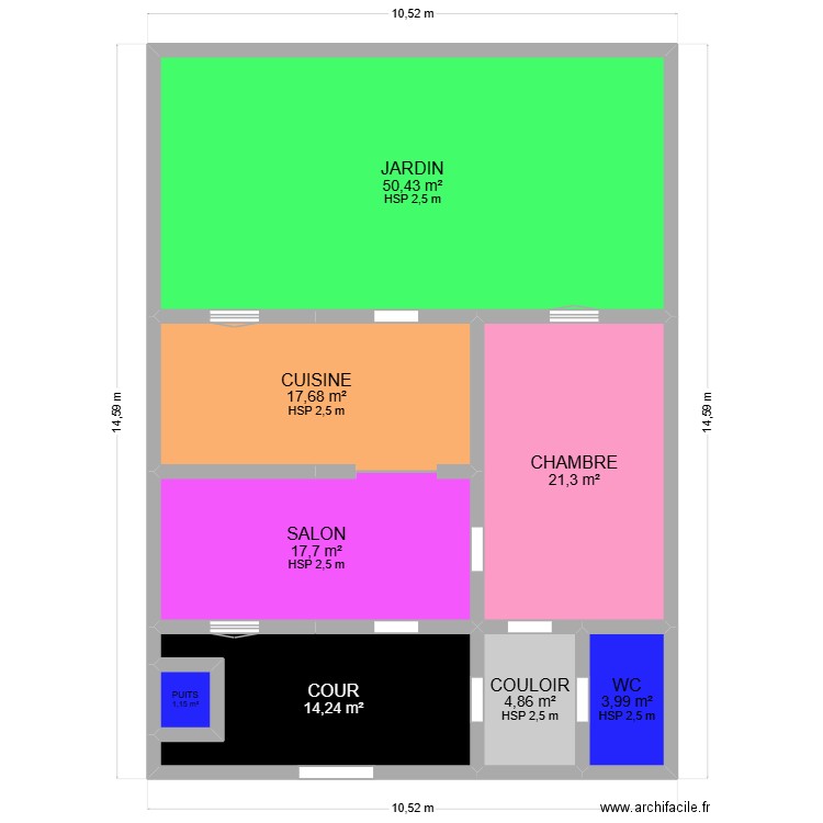 BASIQUE. Plan de 8 pièces et 131 m2