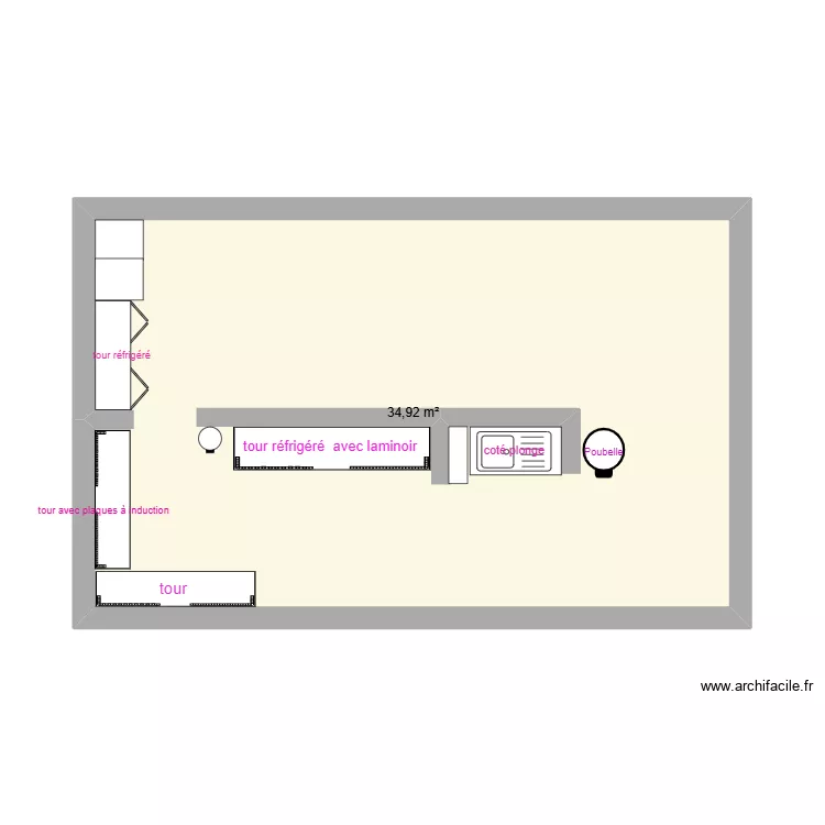 laboratoire boulangerie desducs. Plan de 1 Pièce et 35 m²