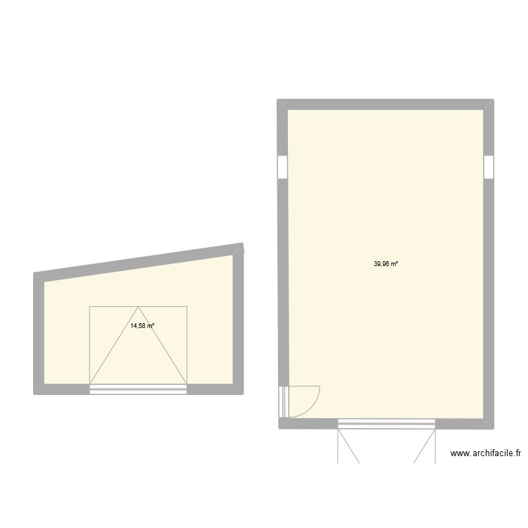 plan garage 1 pente. Plan de 2 pièces et 55 m2