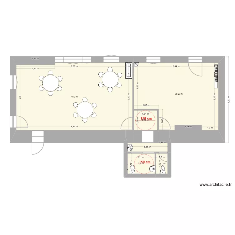 Ecole 2b. Plan de 6 et 85 m² Ecole 2b. Plan de 6 et 85 m²