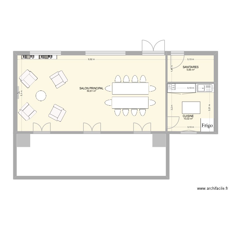 PASA Projet. Plan de 3 pièces et 66 m2