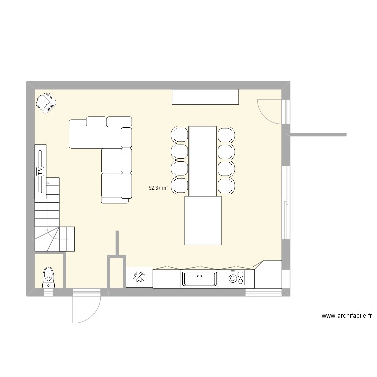 Enzo 2. Plan de 1 pièce et 52 m2