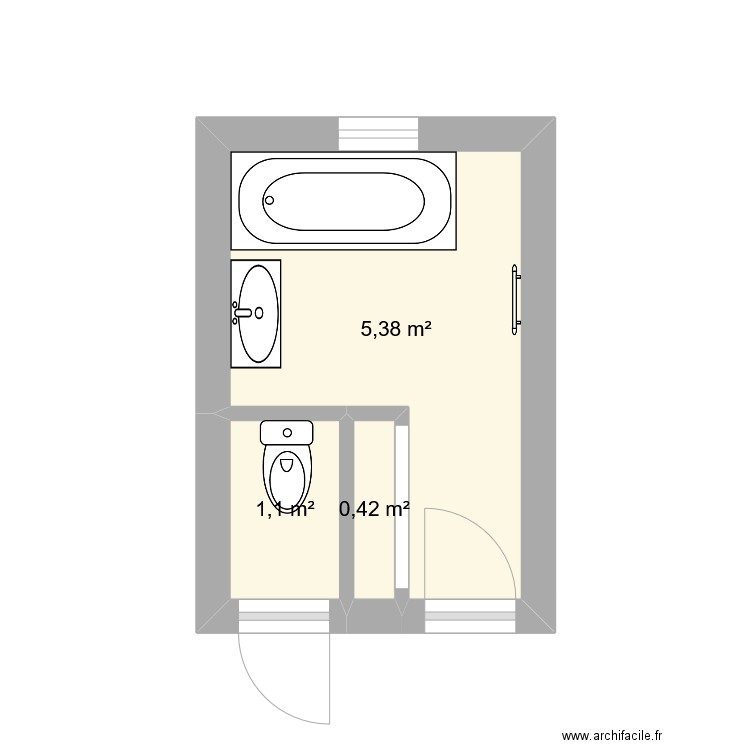 PLAN BAELE. Plan de 3 pièces et 7 m2