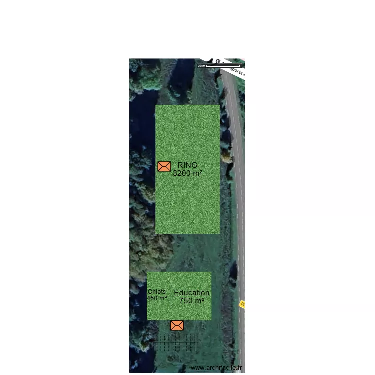 terrain ring. Plan de 