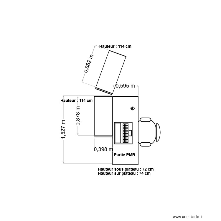 rochetaillée - plan coté comptoir d'accueil. Plan de 0 pièce et 0 m2