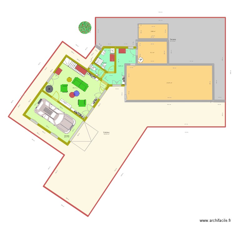 PLAN PC EXT (ENTREE - SDB - PLACARD+ WC) + PC GARAGE + SALON + ATELIER)N. Plan de 9 pièces et 330 m2