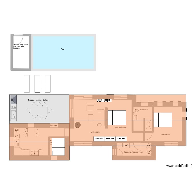 IK3 final. Plan de 3 pièces et 23 m2