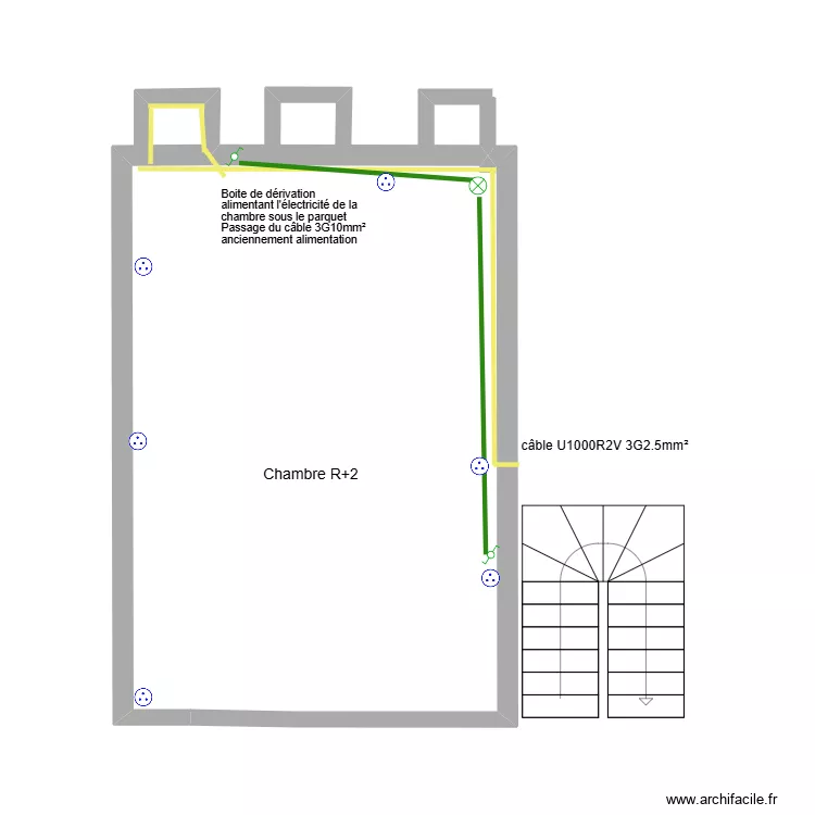 chambre. Plan de 1  et 22 m²