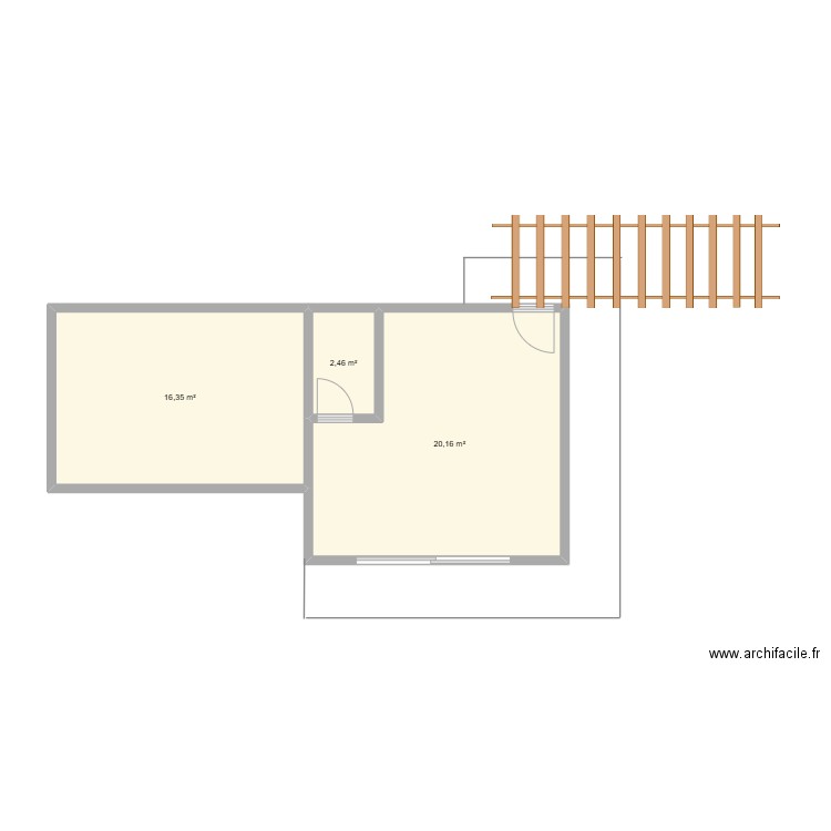 Atelier. Plan de 3 pièces et 39 m2