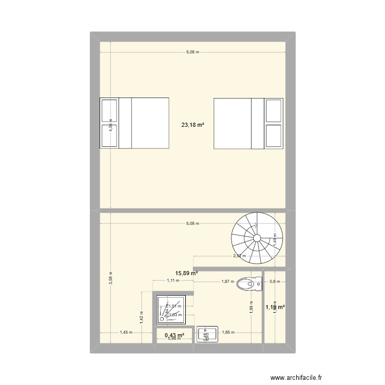 Chalet Mouny Combles-2eme étage. Plan de 4 pièces et 41 m2