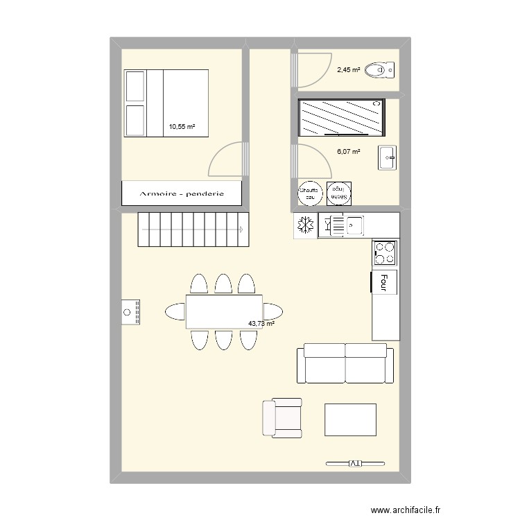 camprieu chalet. Plan de 4 pièces et 63 m2