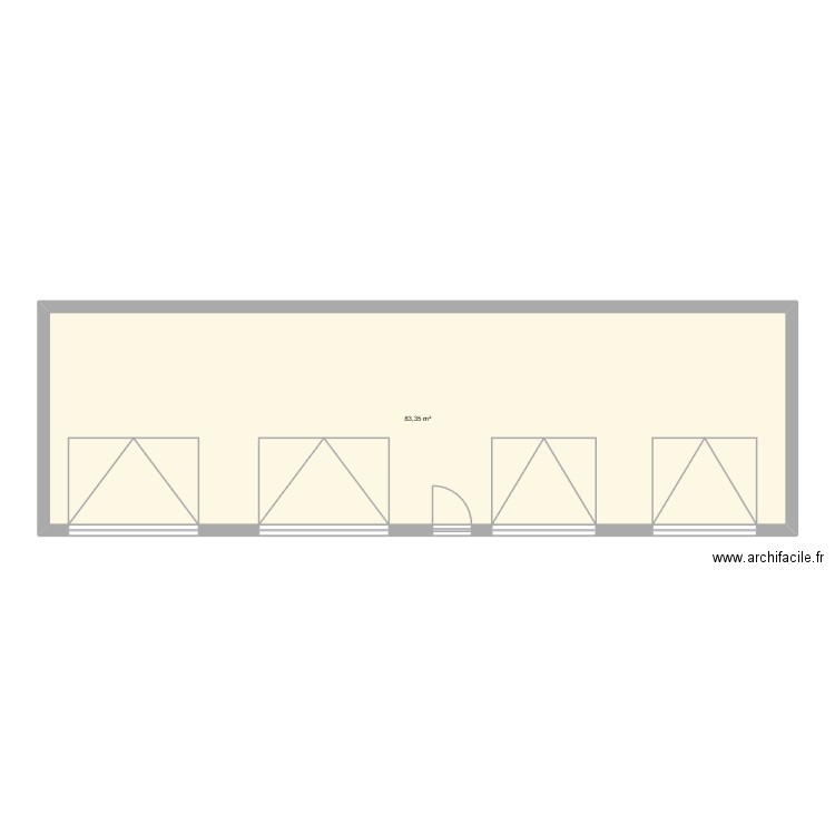 façade batiment. Plan de 1 pièce et 83 m2