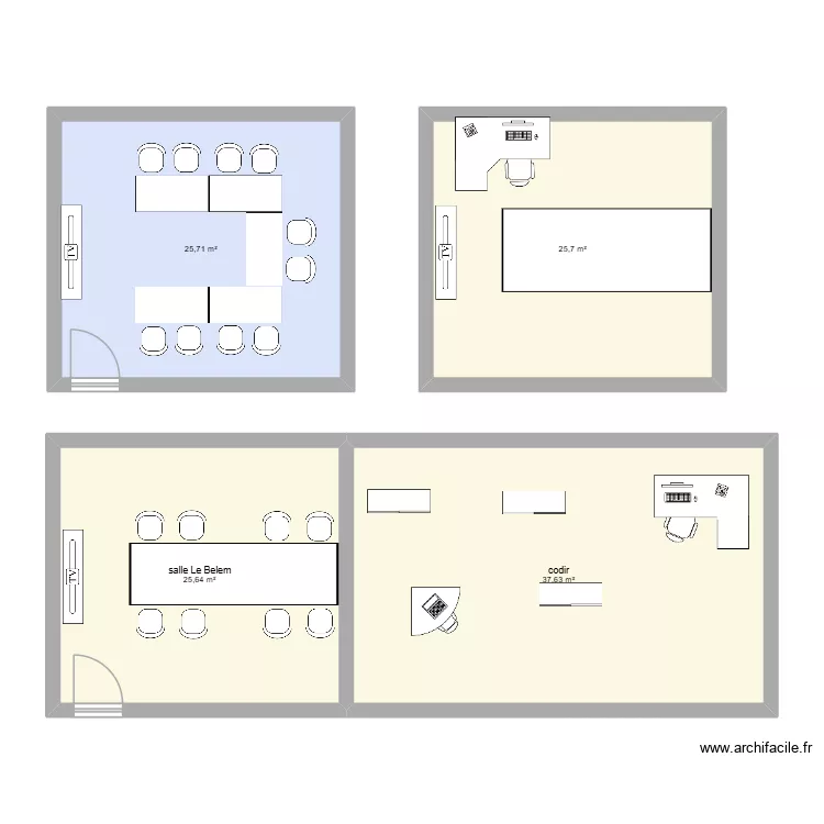 bureau 1er. Plan de 4  et 115 m²
