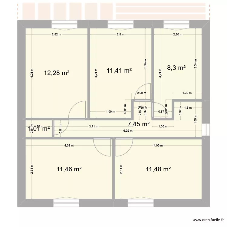 Erasme_v3. Plan de 8  et 129 m²