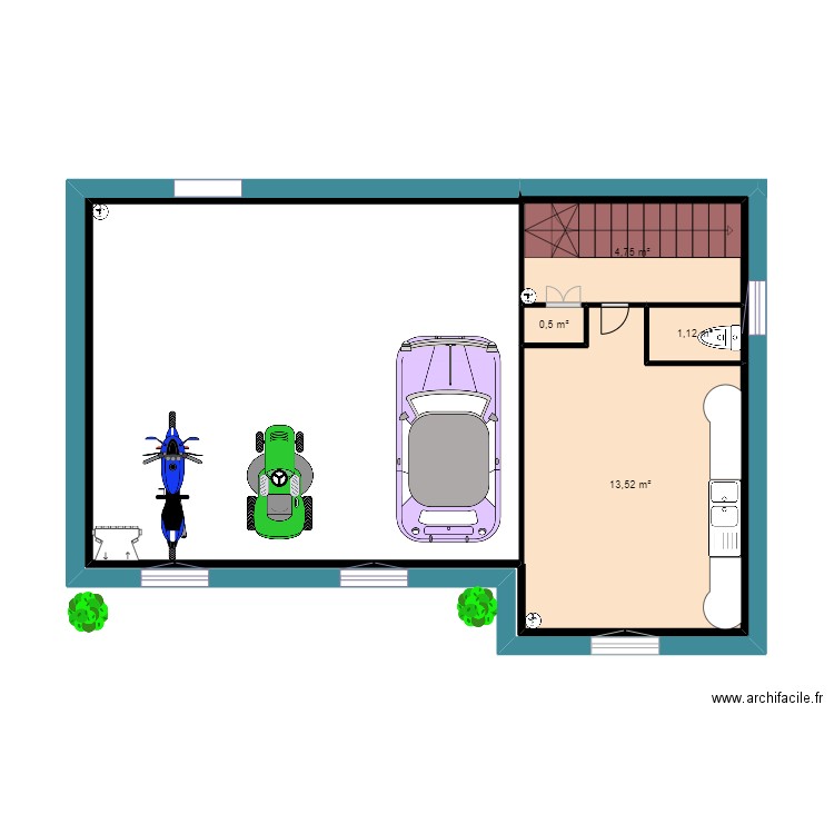 plan 2. Plan de 4 pièces et 20 m2