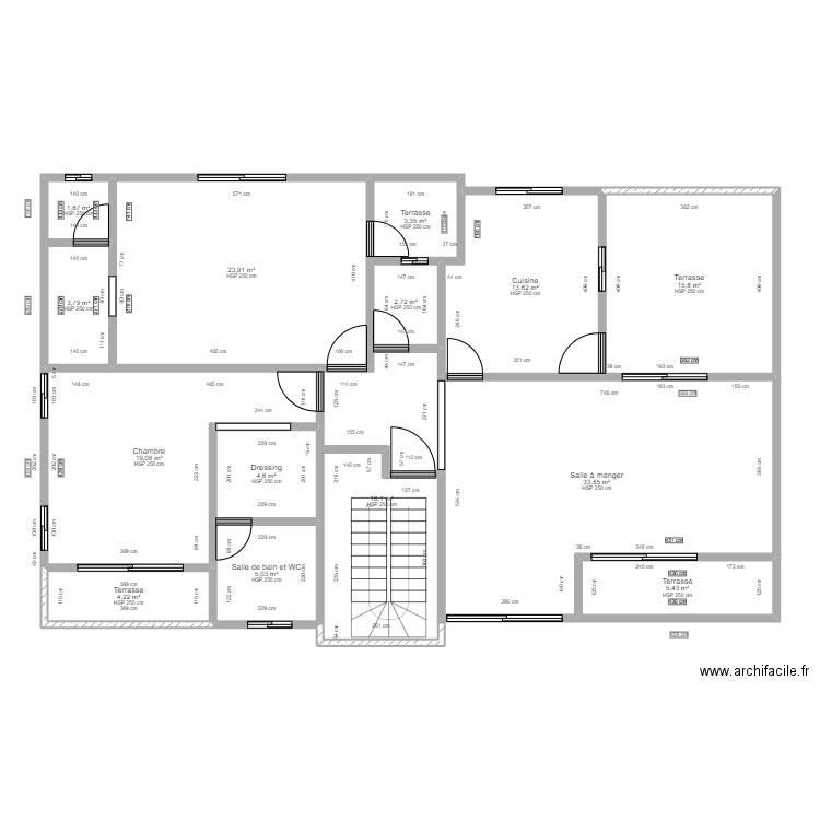PLAN ETAGE 1 R+3 . Plan de 14 pièces et 153 m2
