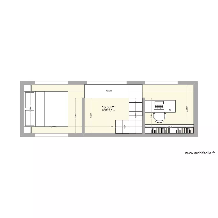 Tiny house &eacute;tage. Plan de 1 pièce et 17 m²