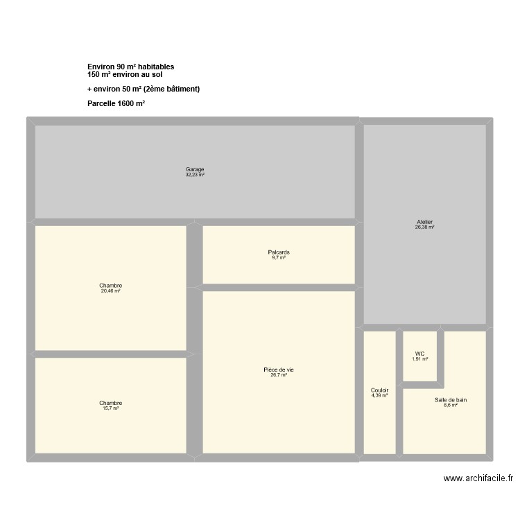 MOUGIN. Plan de 9 pièces et 146 m2