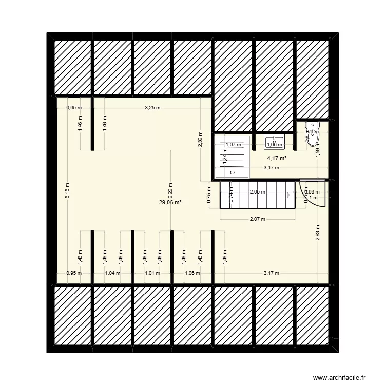 P2.2_PLAN_COMBLES_FUTUR_PROJET_ZANY. Plan de 23  et 60 m²