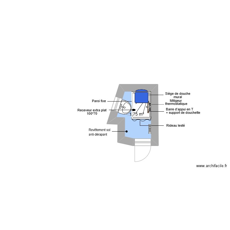 Projet CHERRABI. Plan de 1 pièce et 2 m2