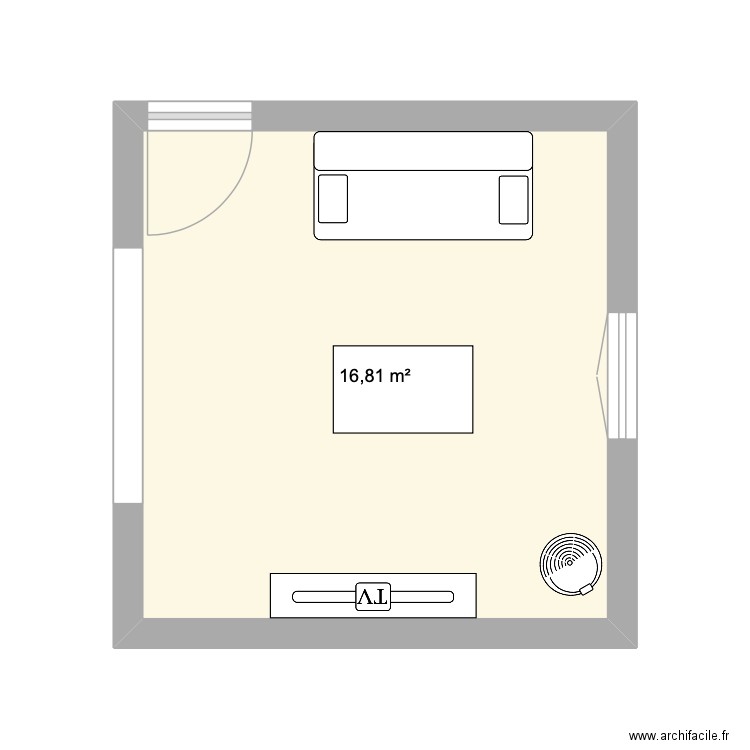 salon. Plan de 1 pièce et 17 m2