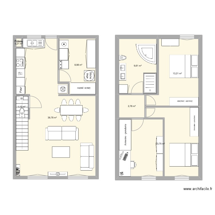 Corbeil Modifié. Plan de 8 pièces et 99 m2