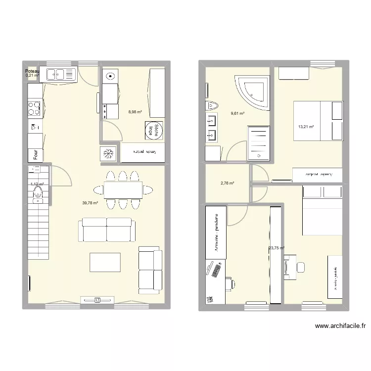 Corbeil Modifi&eacute;. Plan de 8  et 99 m²