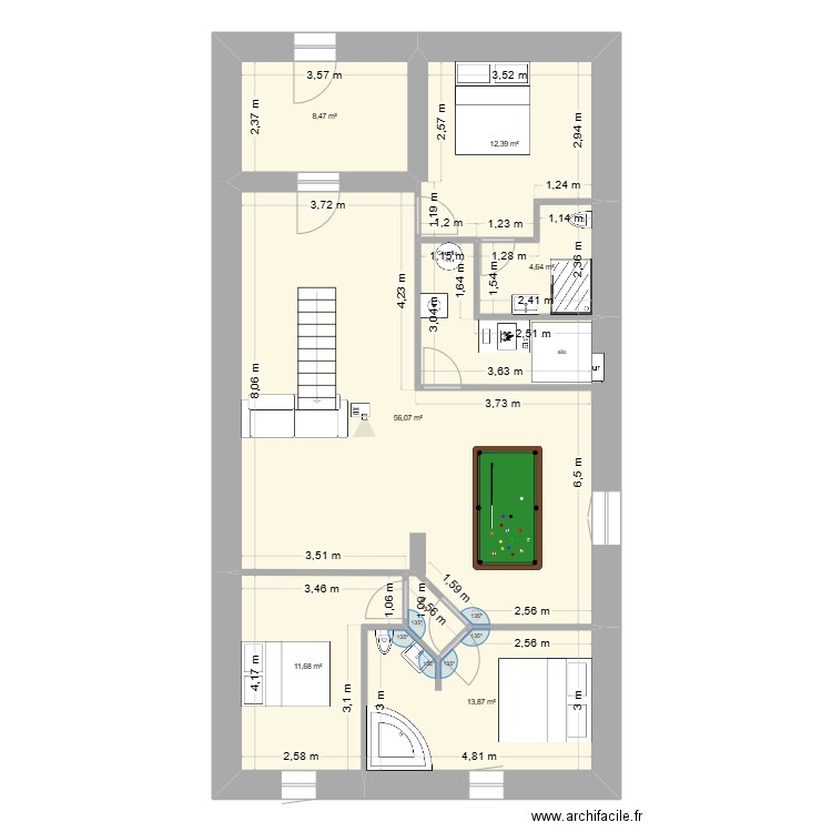 Chalet Mouny rdc projet. Plan de 6 pièces et 107 m2