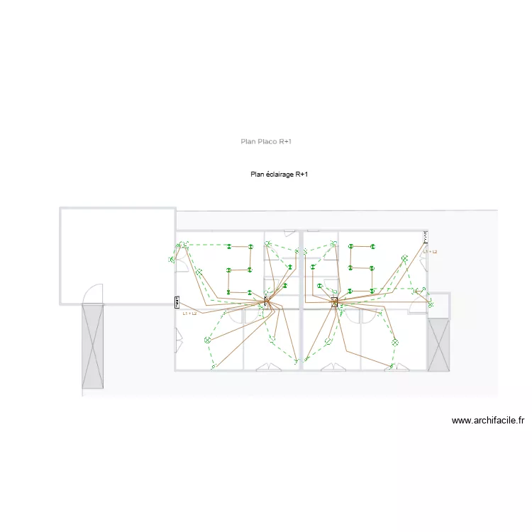 Elec &eacute;clairage R+1 B&eacute;gaar. Plan de 