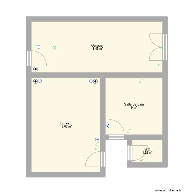 ToitChaume. Plan de 4  et 47 m²