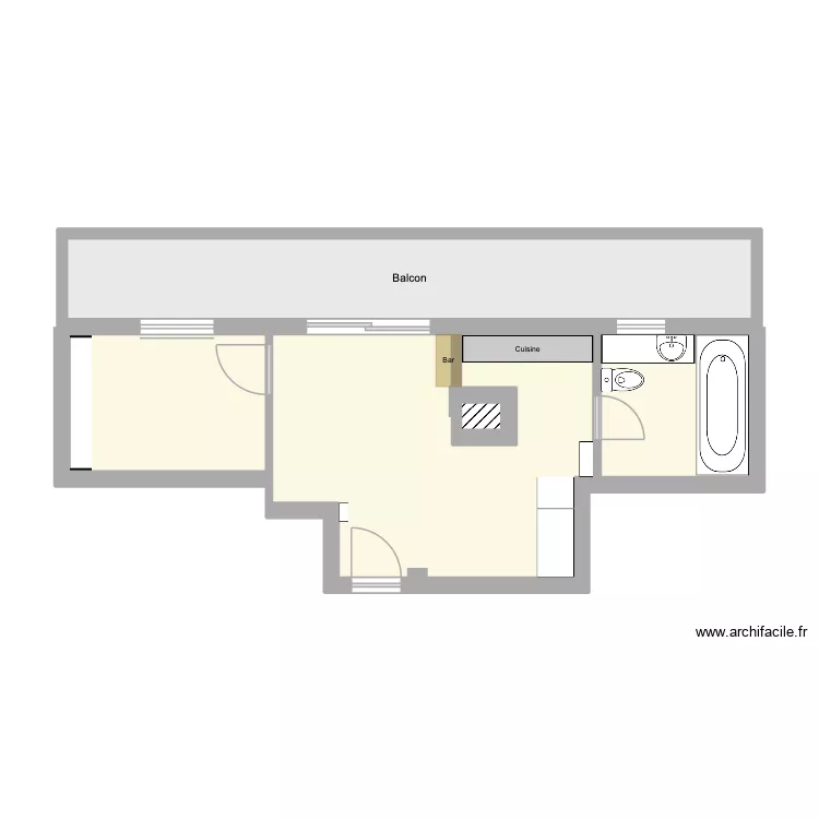Appartement 20e. Plan de 5 pièces et 44 m²