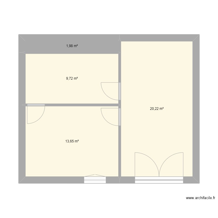 CARVALHO RDC existant gauche. Plan de 4 pièces et 46 m2