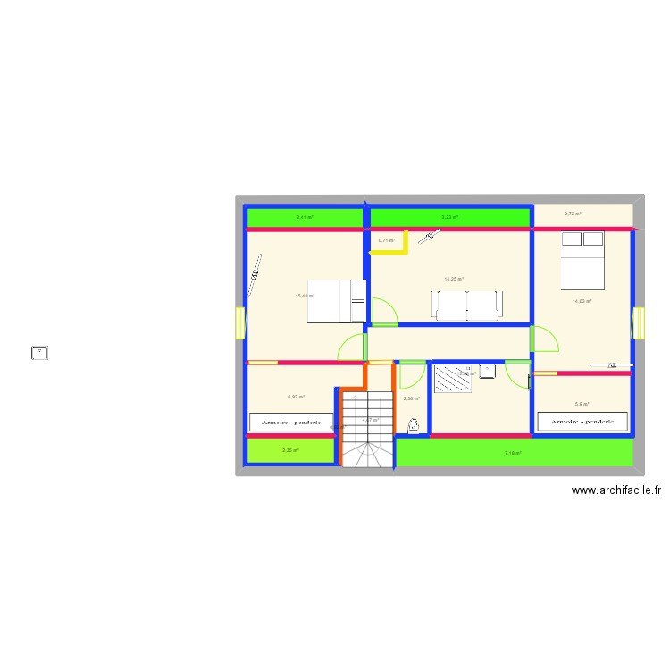 guillaume maison 2. Plan de 15 pièces et 95 m2