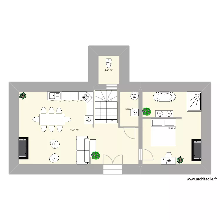 Estaing. Plan de 4 et 71 m² Estaing. Plan de 4 et 71 m²