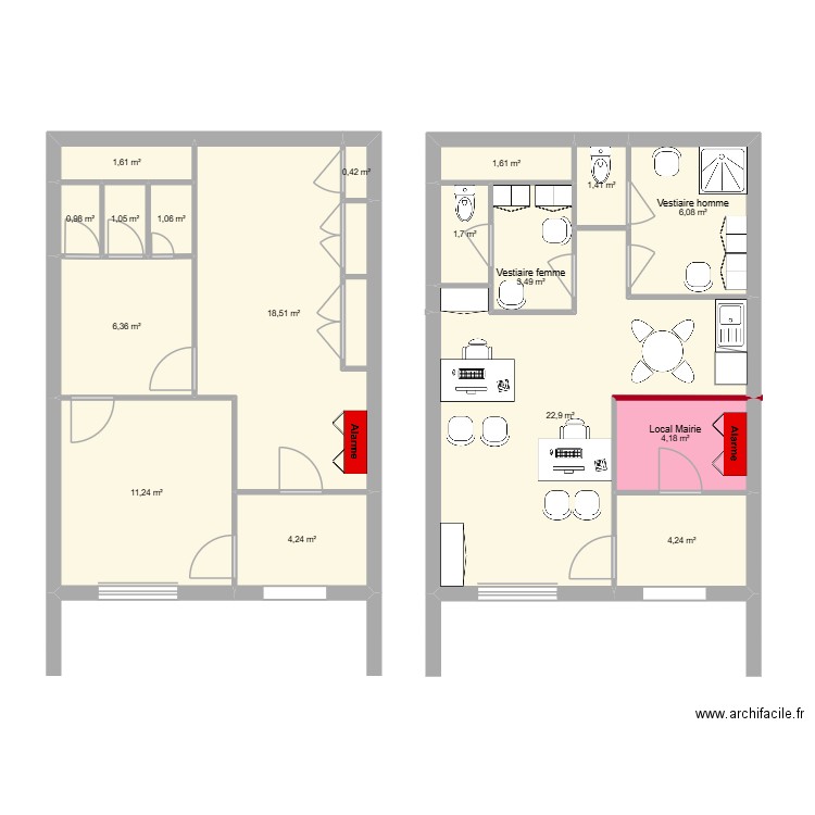le chateau st andré de la roche. Plan de 17 pièces et 91 m2