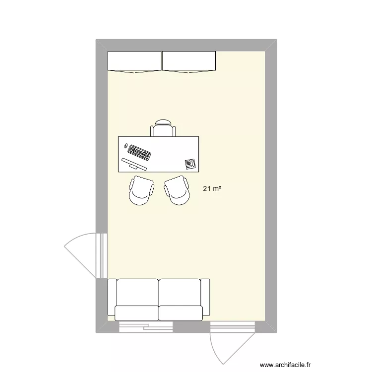 direction. Plan de 1  et 21 m²