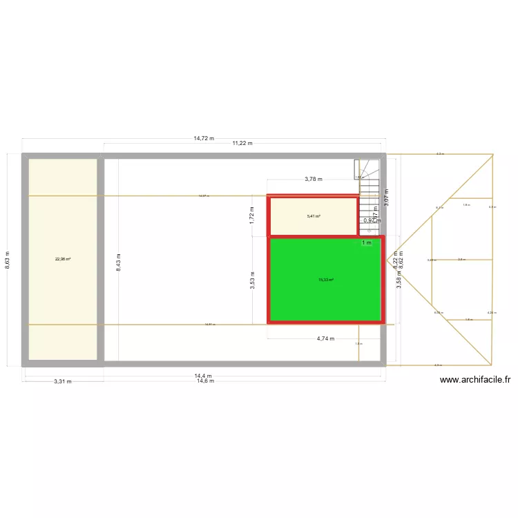 comble poupin. Plan de 3 et 44 m² comble poupin. Plan de 3 et 44 m²