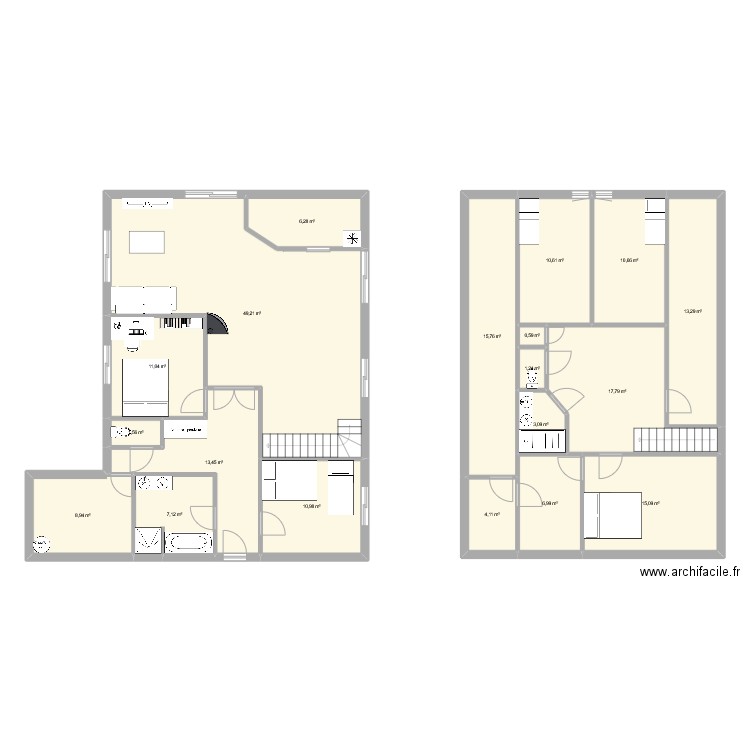 besne. Plan de 19 pièces et 208 m2