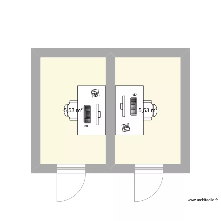 Bureau atelier. Plan de 2  et 11 m²