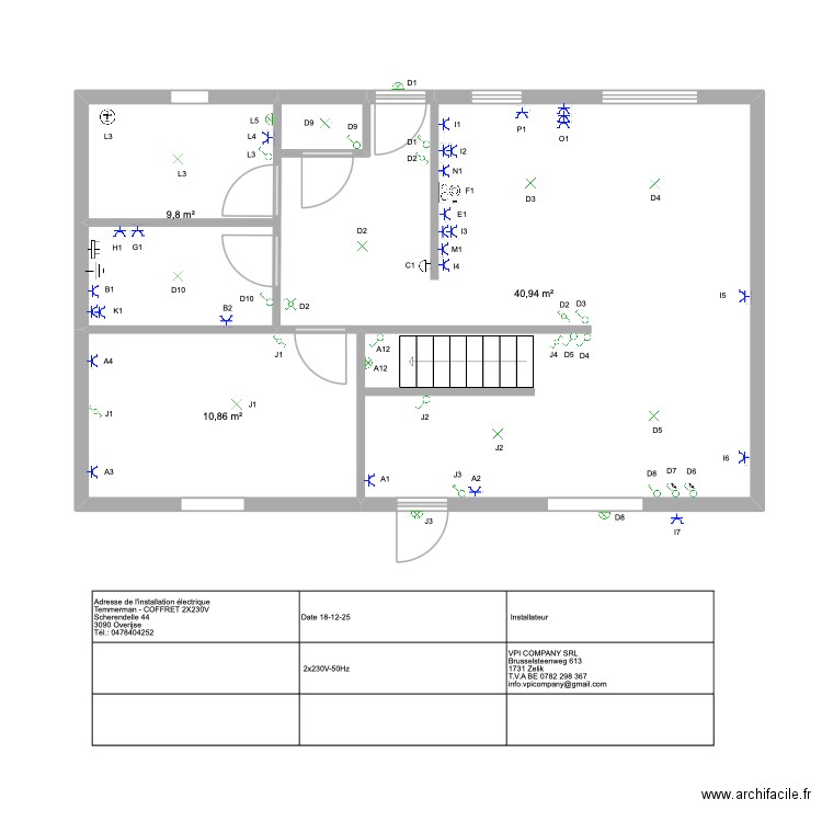 Оверейсе. Plan de 3 pièces et 62 m2
