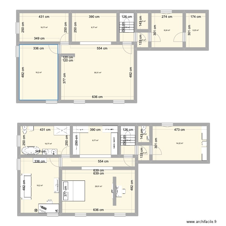 Maurage 1er. Plan de 17 pièces et 172 m2