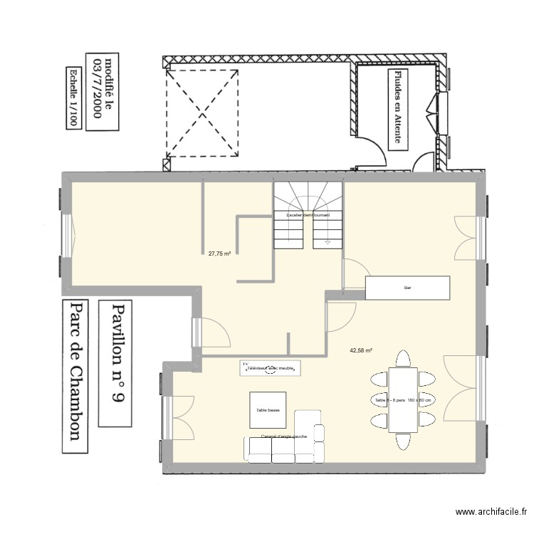maison rez de chausse modifier. Plan de 2 pièces et 70 m2