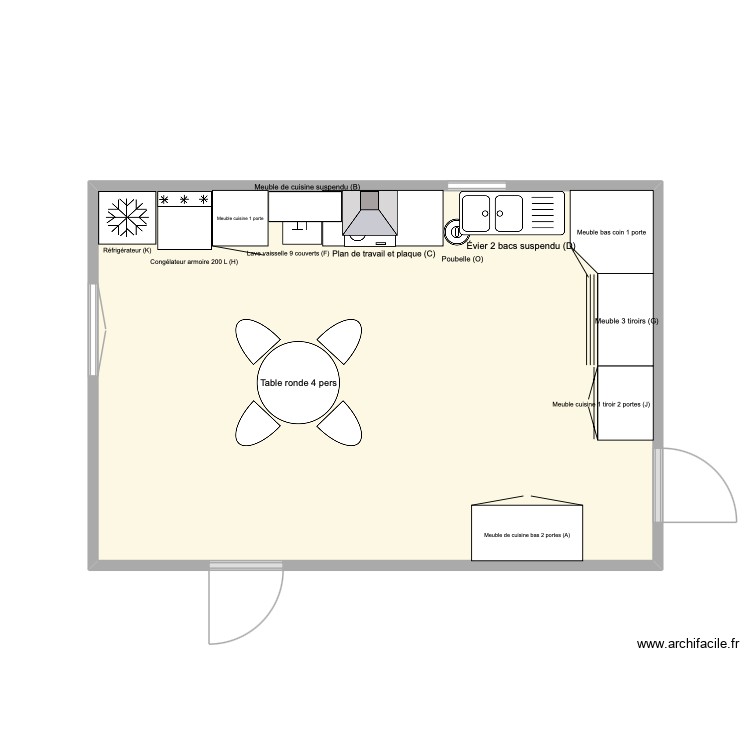 Cuisine r&eacute;am&eacute;nag&eacute;e. Plan de 0 pièce et 0 m2