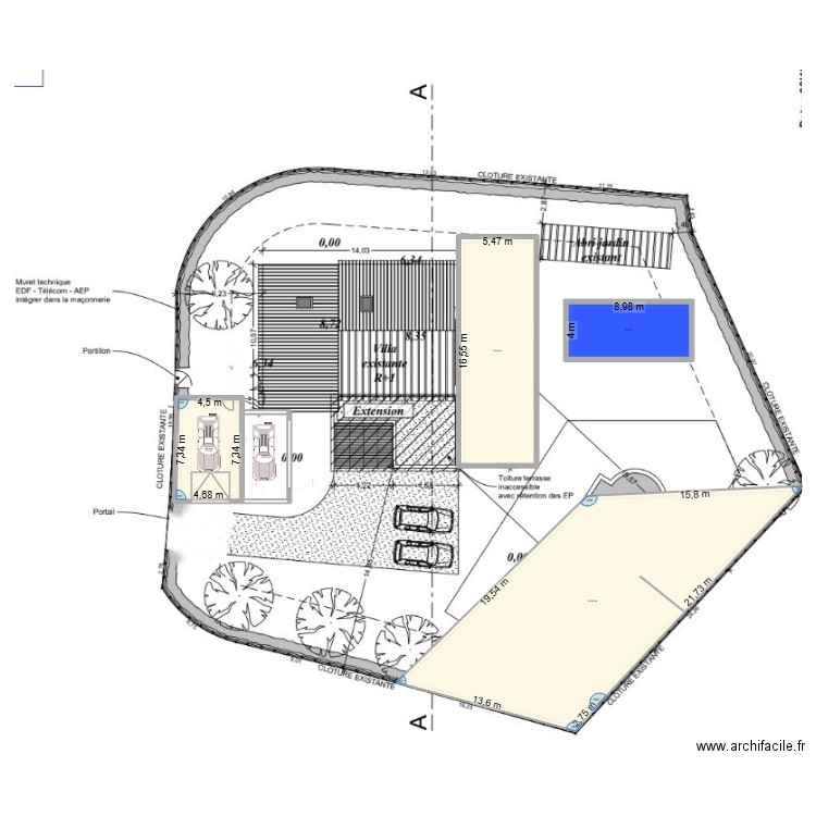 Terrain. Plan de 5 pièces et 429 m2