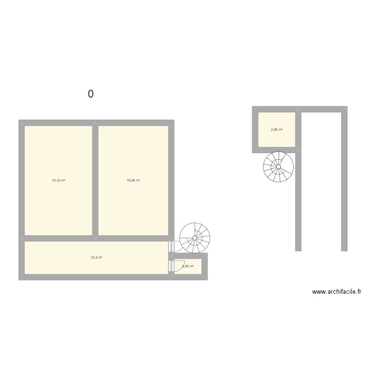 Bureaux. Plan de 5 pièces et 47 m2