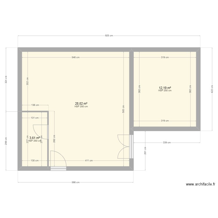 Flo laura ayguade origine. Plan de 3 pièces et 44 m2